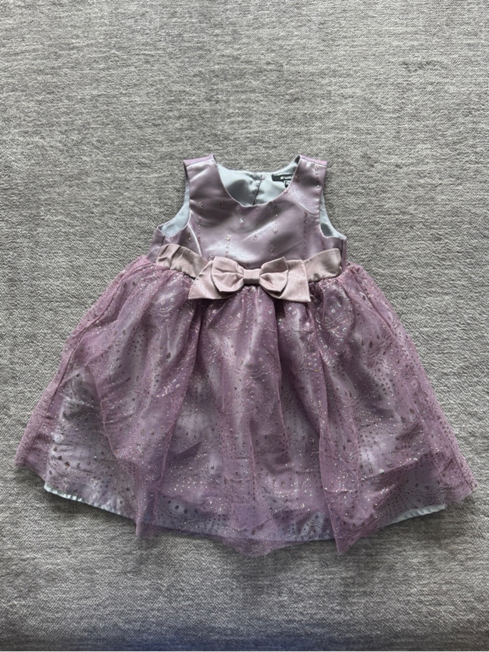 Zunie Sparkle Mauve Pink Tulle Bow Formal Dress